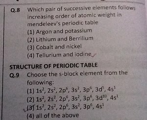 Q.8 Which pair of successive elements follows increasing order ... | Filo