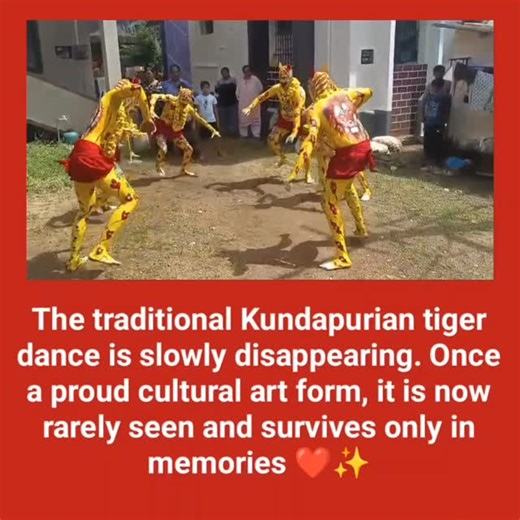 ＫＵＮＤＡＰＵＲＡ on Instagram: "The traditional Kundapurian tiger dance is now fading into extinction. Once a proud cultural art, it is rarely seen today and lives only in memories ❤✨ . . . .. . #kundapura #kundapurakannada #udupi #kundapuratourism #kundapurameme #kundapura_photography #kundapura_trolls #brahmavara #udupitourism #udupidiaries #byndoor #kollur #mangalore #tulunadu #kundakannada #madeinkundapra #navaratri #kundapuradasara #kundapuradasra2025 #pilinalike"