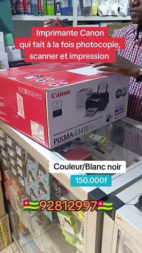 La Canon PIXMA G2411 est une imprimante multifonction conçue pour l'impression en grande quantité. Elle dispose d'un système de réservoirs d'encre rechargeables, ce qui est plus économique et efficace pour les utilisateurs qui impriment de grandes quantités #togolais228🇹🇬 #ordinateur #Araknet
