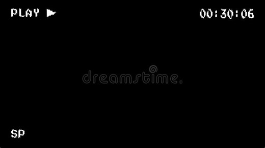 Vintage VHS Play Screen Overlay with Digital Timecode and Tracking Glitches on a Black Background for Retro Video Editing and Stock Footage - Video of interface, aesthetic: 453970426