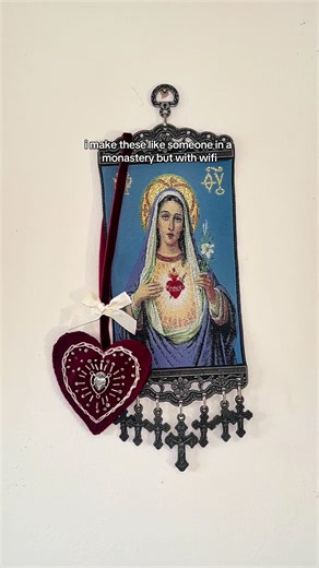 Hand Embroidered Velvet Art Inspired by Medieval Symbolism