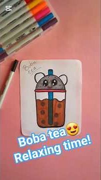 How to draw boba tea 🧋✨ Easy step-by-step drawing tutorial! #Doodlia #Drawing #Art #RelaxingTime DIY