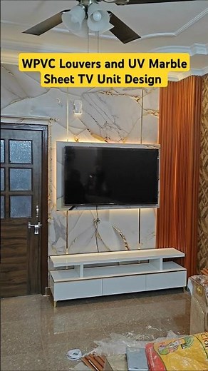 WPVC Louvers And UV Marble Sheet TV Unit Design || TV Unit Design for living room