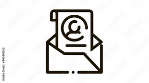 Envelope with Voter Information Sheet Icon Animation. black Envelope with Voter Information Sheet animated icon on white background