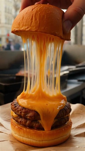 Volcano Cheese Burger 🌋 Massive Cheese Pull !