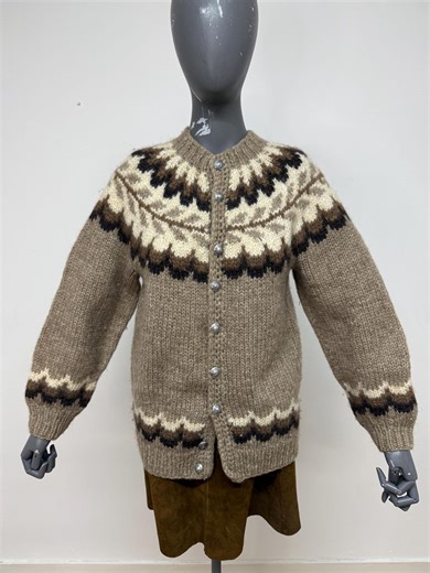 Vintage Icelandic Wool Cardigan - Hand Knit Nordic Design - Size S - Etsy