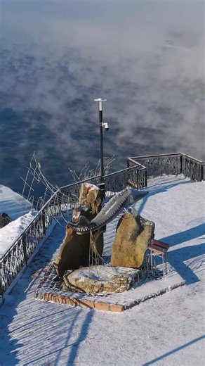 Царь-рыба и холодный Енисей #krasnoyarsk #snow #siberia #russia