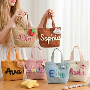 Personalized Kids Name Handbags, Corduroy Handbag for Girls, Embroidered Children's Handbags, Traveling Handbag, Christmas Gift - Etsy