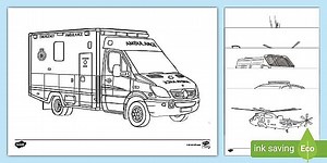 Emergency Vehicles Colouring Sheets