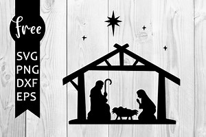 Nativity scene svg free, religious svg, nativity svg, instant download, silhouette cameo, shirt design, jesus svg, cutting files, dxf 1010