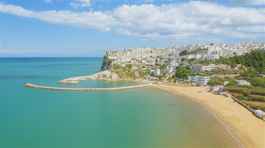 Vieste Coastline and Townscape, Italy in 4K