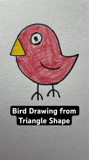 Bird Drawing from Triangle Shape | Bird Drawing #art #drawing #birds #animals #shorts #sketch #draw