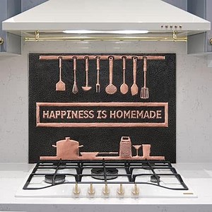 Kitchen Backsplash, Personalized Copper Backsplash, Custom Copper Backsplash Panel, Handmade Copper Backsplash Tile, Indoor Outdoor Wall Decor (Black)