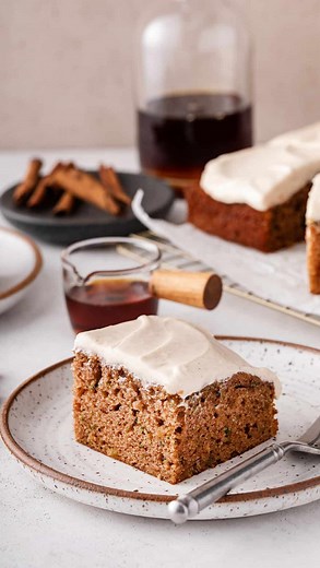 366 reactions · 131 shares | I am ~obsessed~ with this zucchini cake right now. It’s the perfect bridge from summer to fall, packed with crystallized ginger and topped with a maple cream cheese frosting. Give me a big piece, please! Search “zucchini cake with maple cream cheese frosting” on mybakingaddiction.com for the recipe! #zucchinirecipes #zucchinicake #fallbaking #feelslikefall #feelslikeautumn #fallrecipes #autumnrecipes | My Baking Addiction | Facebook