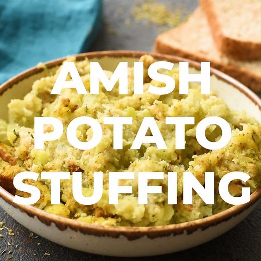 This is my favorite Thanksgiving stuffing! Try making this delicious potato stuffing recipe, just like the Amish make it in Pennsylvania Dutch country. RECIPE: https://brooklynfarmgirl.com/amish-potato-stuffing-recipe/ | Brooklyn Farm Girl