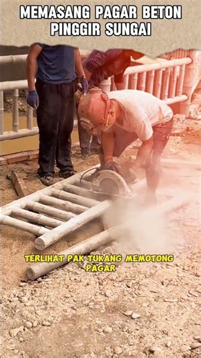 Installing a concrete fence along the river #aboutbuildings #construction #trending