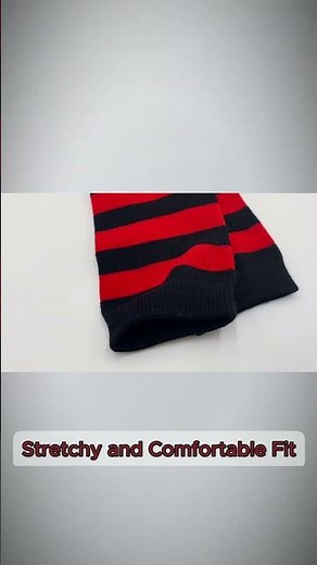 COUVER Black & Red Striped Knee-High Socks: Triple Stripe Fashion!