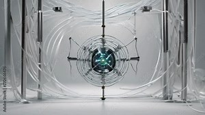 Hall effect sensors animated to detect magnetic fields, with icy tendrils aligning with virtual poles.