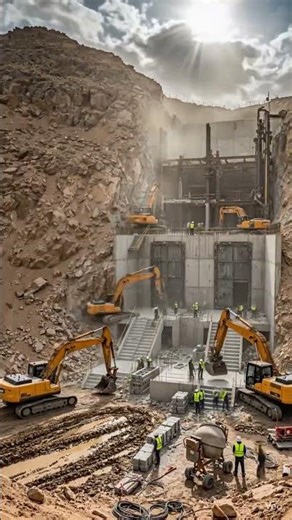 Hidden Bunker Inside a Desert Mountain 😱 | 8 Second Timelapse AI Video