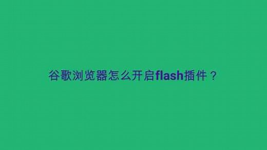 谷歌浏览器怎么开启flash插件？