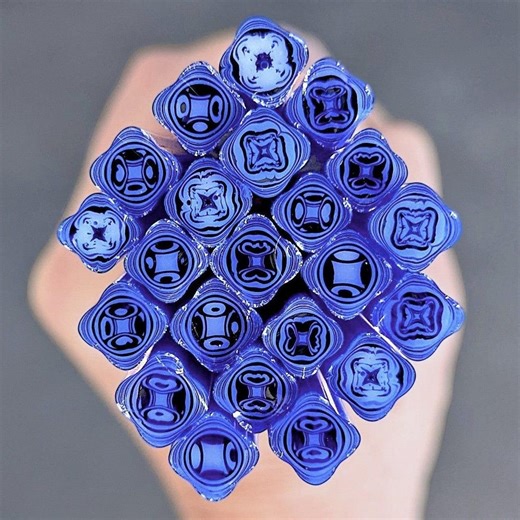 COE 90 Murrini | S/M Cobalt Medallion | Millefiori, Murrine, Vitrigraph, Bullseye Murrini, Glass Cane, Glass Slices - Etsy