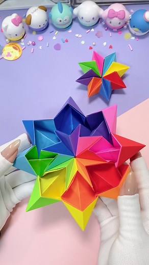 簡単な折り紙万華鏡の作り方✨無限のくるくる花火🎆