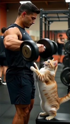 Gym Buddy: Workout with My Cat 💪😸#shorts#cat