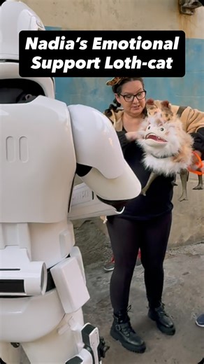 Stormtrooper training does not prepare you for meeting a very fluffy Loth-cat named Rex. 🤣 Nadia tried to assure them that Rex is merely her Emotional Support Animal and is perfectly safe because he’s on a leash. Yet, they kept their distance! I guess even the First Order respects a good leash law on Batuu. This is the moment they realized their blasters were useless against pure feline cuteness. 🐈‍⬛ Hoodie: @gabercrete Ears: @emsyeverafter Collar: @buckledownproducts | Galaxy's Edge Explorers