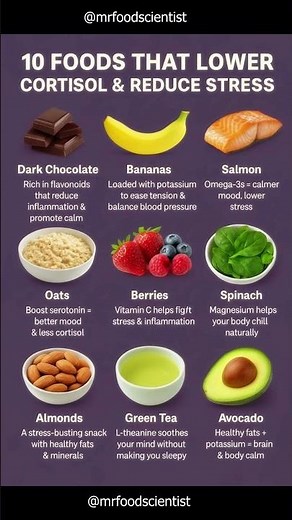 10 Superfoods That Lower Cortisol & Reduce Stress Naturally#health #food #healthyfood #foodie #fypシ