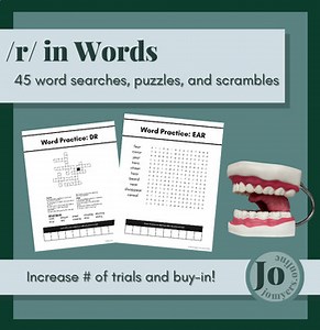 /r/ in Words - Word Search, Puzzle, & Scramble Activities for Speech Therapy
