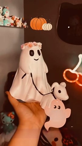 2024 Ghost Walking Dog Statue, Cute Ghost Dog Figurine, Halloween Decorations (Large)