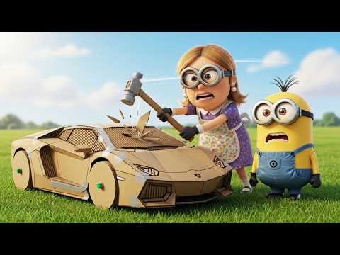 Little Minion Gets Teased While Playing with a Cardboard Lamborghini — Mom Minion Does Shocking