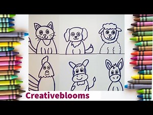 How to Draw Cute Farm Animals | Simple Drawing Tutorial| Creativeblooms
