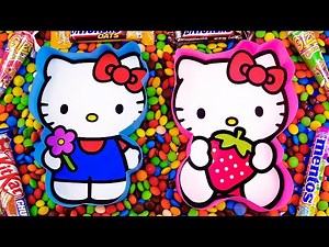 Oddly Satisfying Video | Mixing Rainbow Candy in Hello Kitty BathTub with M&M's Candy ASMR #9