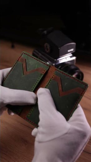 Handmade compact leather cardholder. Crafting