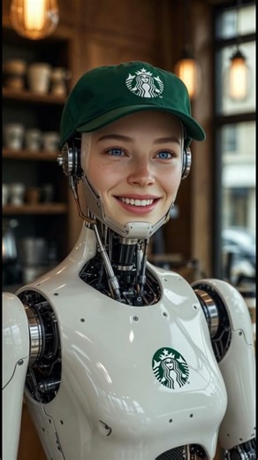 When Starbucks Hires an AI Humanoid Robot 😮☕ #shorts
