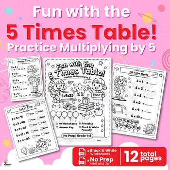 5Times Table Worksheets. Multiplication Practice. No Prep Printable | Grade1-2