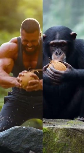 “Human Strength vs Chimp Intelligence 😳 Coconut Challenge!