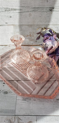 Vintage , Pink Dressing Table , Part Set With Tray and Candlesticks - Etsy