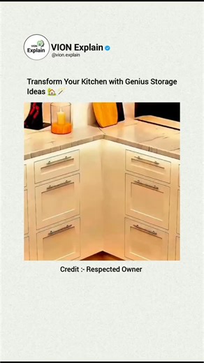 Learning Videos© on Instagram: "Corner spaces used to be dead zones in kitchens — hard to reach and easy to forget. Modern kitchen design fixes this with rotating shelves, pull-out trays, and smooth sliding systems that bring everything into view. Heavy pots, pans, and appliances are now easy to access without bending or digging. This is smart engineering meeting everyday logic, proving great design isn’t about adding space — it’s about using it better. Follow For More News @vion.explain #SmartK