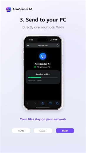 Phone Photos to PC — No Cable, No Cloud | AeroSender A1 #Shorts