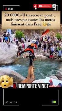 €20,000 if he crosses that bridge… but almost all motorcycles end up in the water 😳 #motorcycle #...