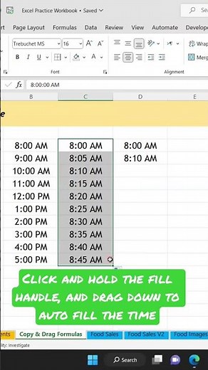 How to AutoFill Time in Excel
