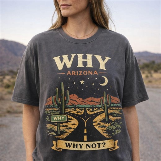Arizona Desert Road Trip T-shirt | WHY Why Not? | Cactus Moon Sunset Tshirt | AZ Why Funny Roadtrip Town | Desert Highway Shirt - Etsy Canada