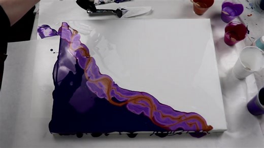 Huge Purple Split Color Dutch Pour with Amazing Cells! Fluid Acrylic Pour Painting