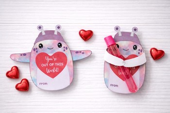 Alien Classroom Valentine Chocolate or Candy Holder Card for Kids or Teachers