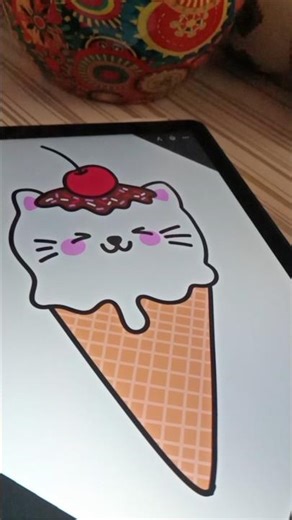 Cute kawaii ice-cream stickers drawing, Easy drawing on android