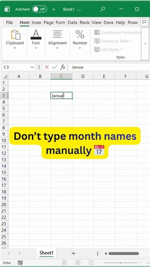 Don’t Type Month Names Manually in Excel 📅 | AutoFill Trick #excel #shorts