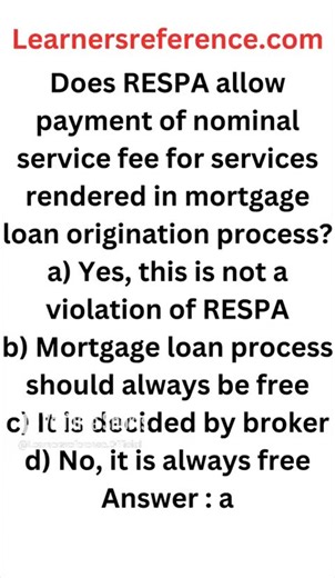 Does RESPA allow payment of nominal service fee for services #140 #Shorts