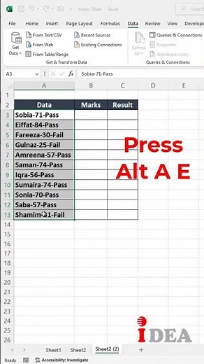 Split text into multiple columns in Excel | How to Split Data in Excel | Excel Short Videos.